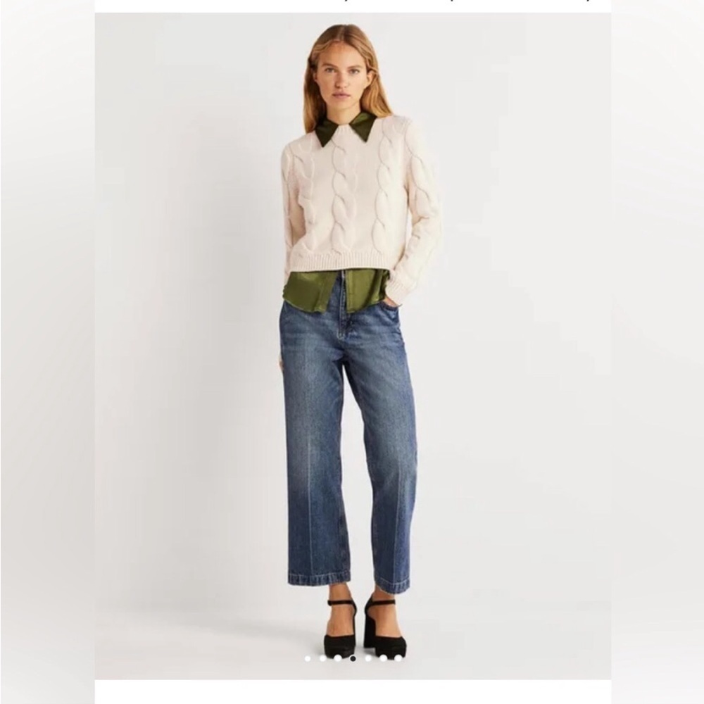 Boden Sweater Cable Knit in Warm Ivory Crewneck - Picture 3 of 6
